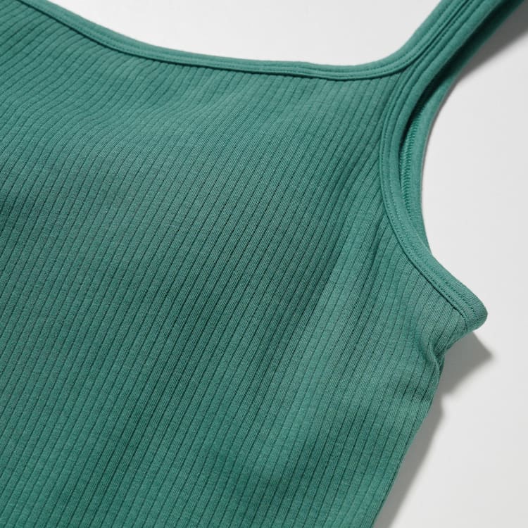 Uniqlo Airism Bavlnene Rebrovaný Bez Rukavov Topy Damske Zelene | NEIQSU-401