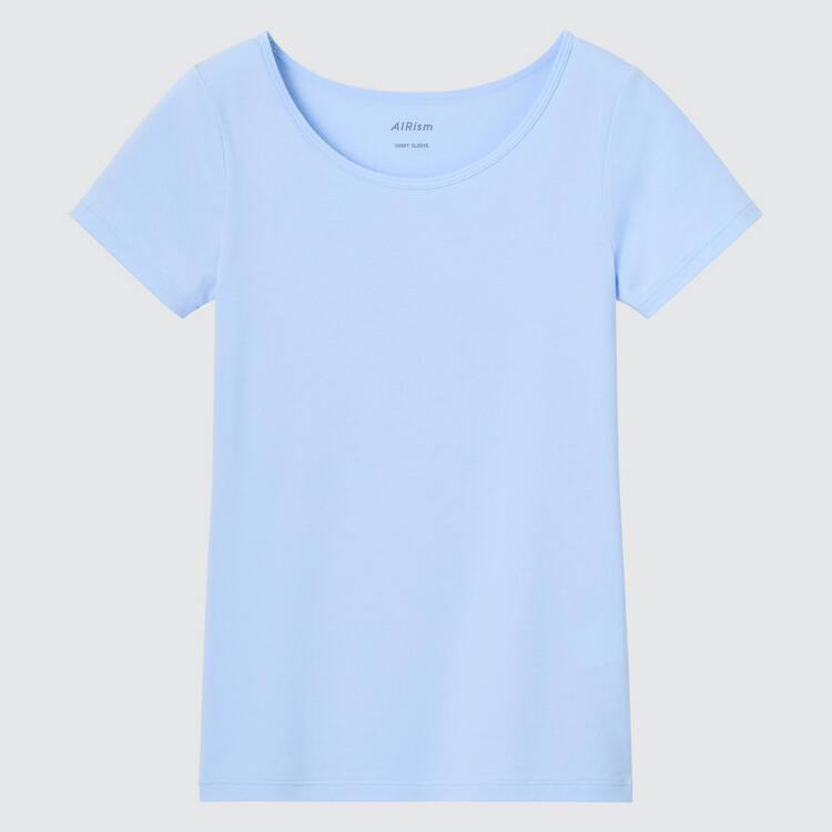Uniqlo Airism Bavlnene Scoop Neck Tricko Detske Svetlo Modre | TVIADC-631