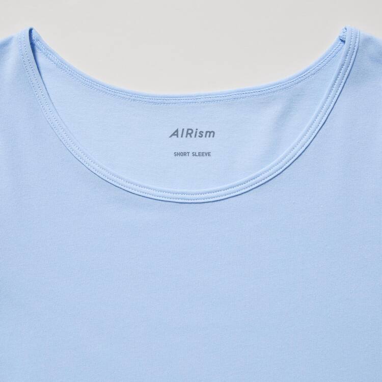 Uniqlo Airism Bavlnene Scoop Neck Tricko Detske Svetlo Modre | TVIADC-631