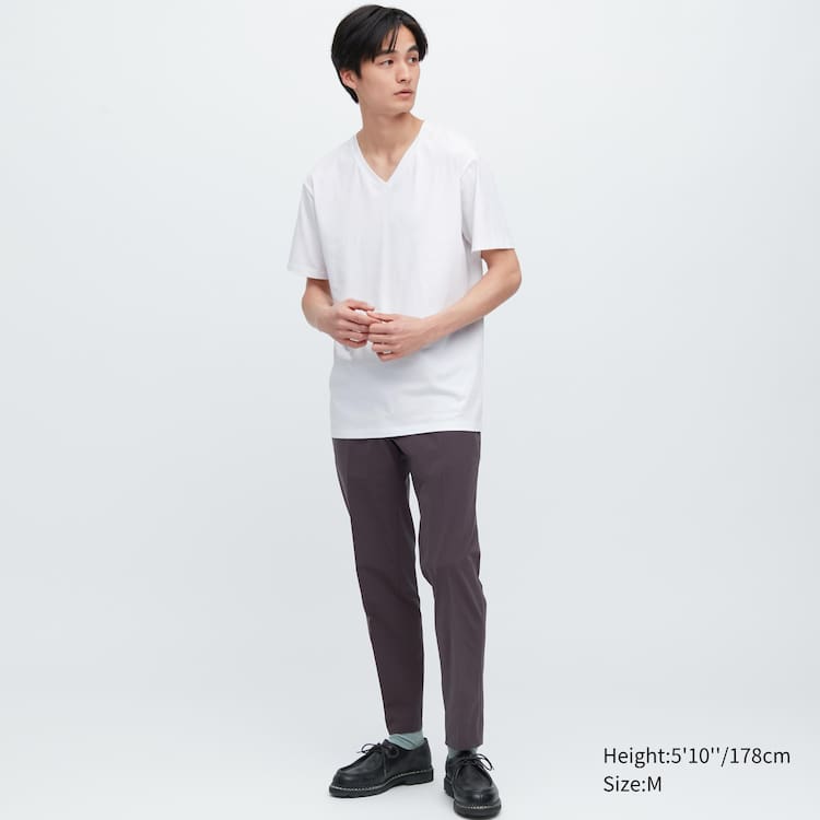 Uniqlo Airism Bavlnene V Neck Kratke Sleeved Tricko Panske Biele | GMEJHT-193