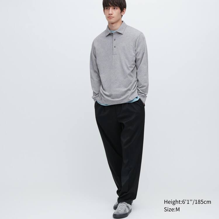 Uniqlo Airism Long Sleeve Polokosele Panske Siva | GUEBSF-964