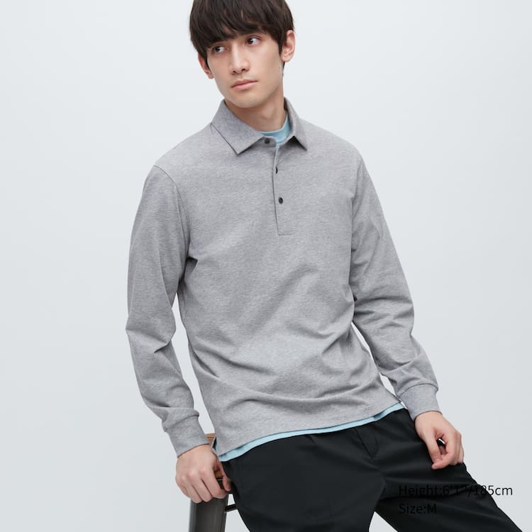 Uniqlo Airism Long Sleeve Polokosele Panske Siva | GUEBSF-964
