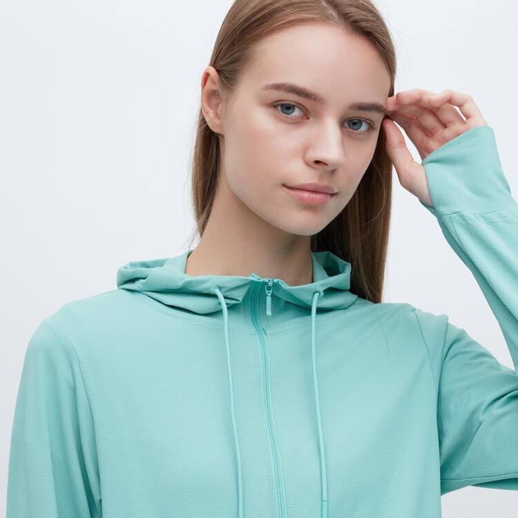 Uniqlo Airism Mesh Uv Protection Zipped Mikiny S Kapucňou Damske Modre | JROVTB-280