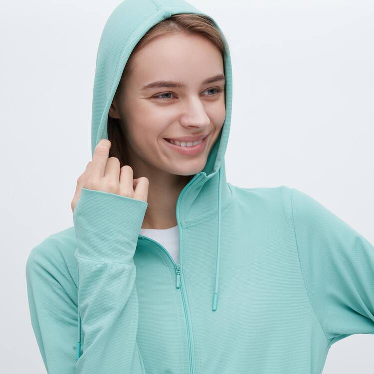 Uniqlo Airism Mesh Uv Protection Zipped Mikiny S Kapucňou Damske Modre | JROVTB-280