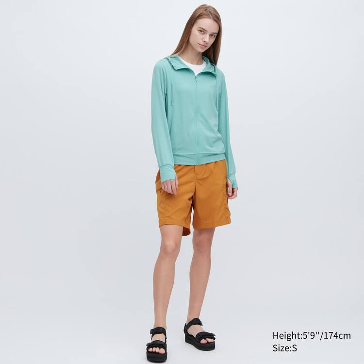 Uniqlo Airism Mesh Uv Protection Zipped Mikiny S Kapucňou Damske Modre | JROVTB-280