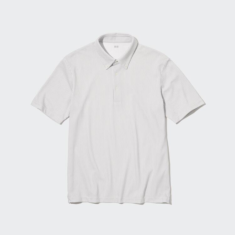 Uniqlo Airism Pruhované (Button-down Collar) Tricko Panske Siva | ATHCYS-243