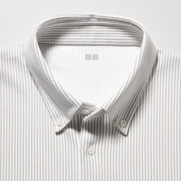 Uniqlo Airism Pruhované (Button-down Collar) Polokosele Panske Siva | HJSOVE-693