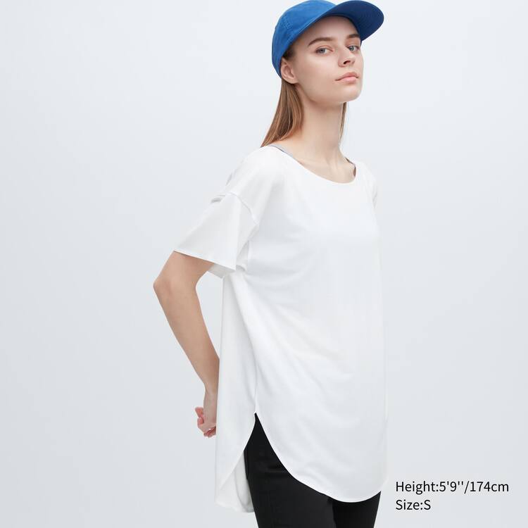 Uniqlo Airism Seamless Lodné Neck Longline Tricko Damske Biele | XHBLFQ-096