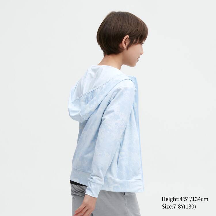 Uniqlo Airism Uv Protection Mesh Mikiny S Kapucňou Detske Svetlo Modre | DVXFAI-061