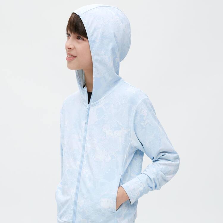 Uniqlo Airism Uv Protection Mesh Mikiny S Kapucňou Detske Svetlo Modre | DVXFAI-061