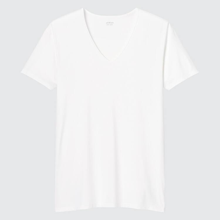 Uniqlo Airism V Neck Kratke Sleeved Tricko Panske Biele | SUTCDP-395