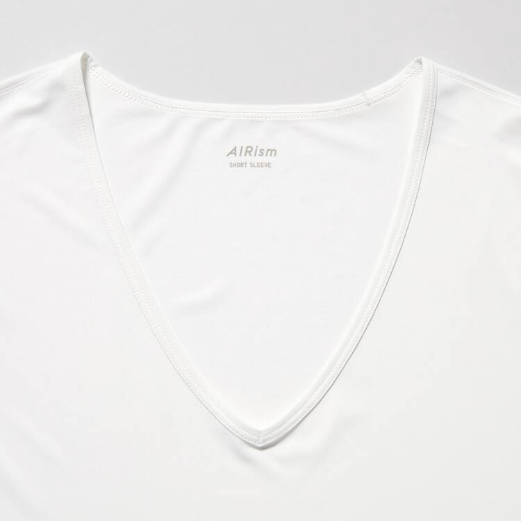 Uniqlo Airism V Neck Kratke Sleeved Tricko Panske Biele | SUTCDP-395