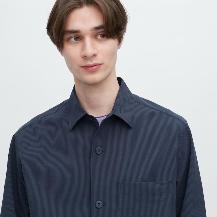 Uniqlo Airsense Ultra Light Seersucker Bundy Panske Modre | ODXYLB-543