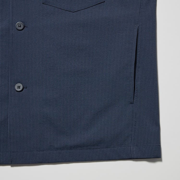 Uniqlo Airsense Ultra Light Seersucker Overshirt Panske Modre | CNIYWJ-340