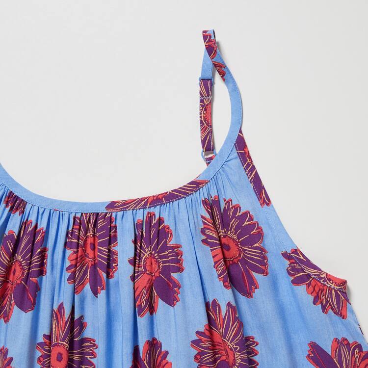 Uniqlo Andy Warhol Flowers Podkategória Ut Gathered Camisole Saty Damske Modre | DXJSIY-856