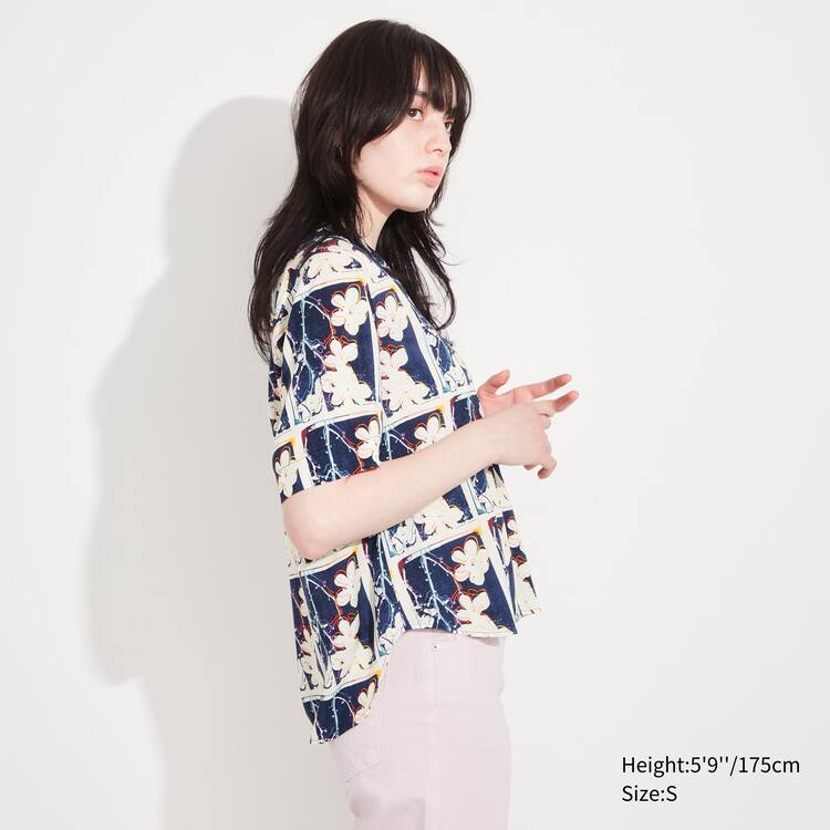 Uniqlo Andy Warhol Flowers Podkategória Ut Printed Open Collar Kratke Sleeved Kosele Damske Biele | QKMXCE-179
