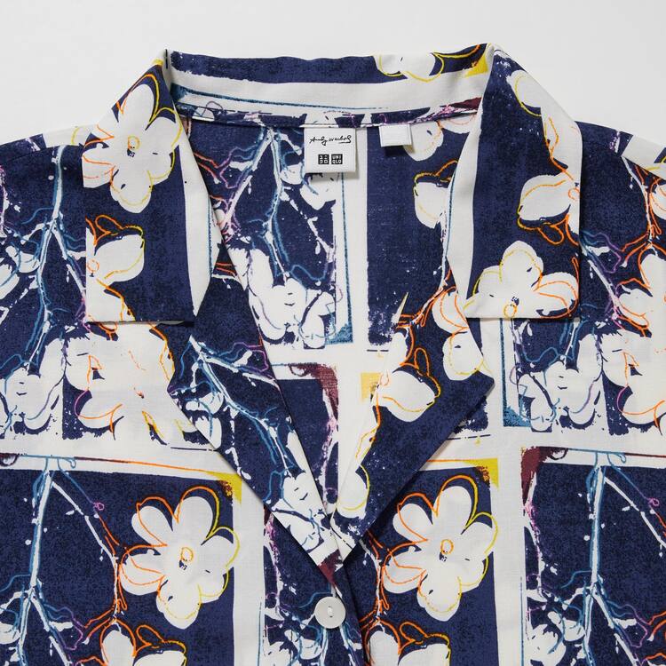 Uniqlo Andy Warhol Flowers Podkategória Ut Printed Open Collar Kratke Sleeved Kosele Damske Biele | QKMXCE-179