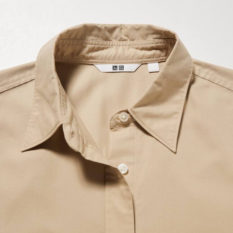 Uniqlo Bavlnene A-line Long Sleeved Saty Damske Béžové | XKDJHO-296