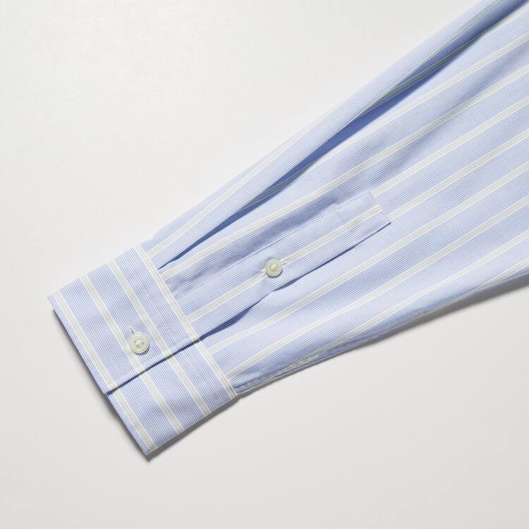 Uniqlo Bavlnene A-line Pruhované Long Sleeved Saty Damske Modre | MQVPKW-672