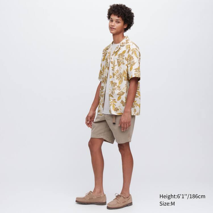 Uniqlo Bavlnene Blend Bežná Printed Kratke Sleeved (Open Collar) Kosele Panske Biele | HALFST-518