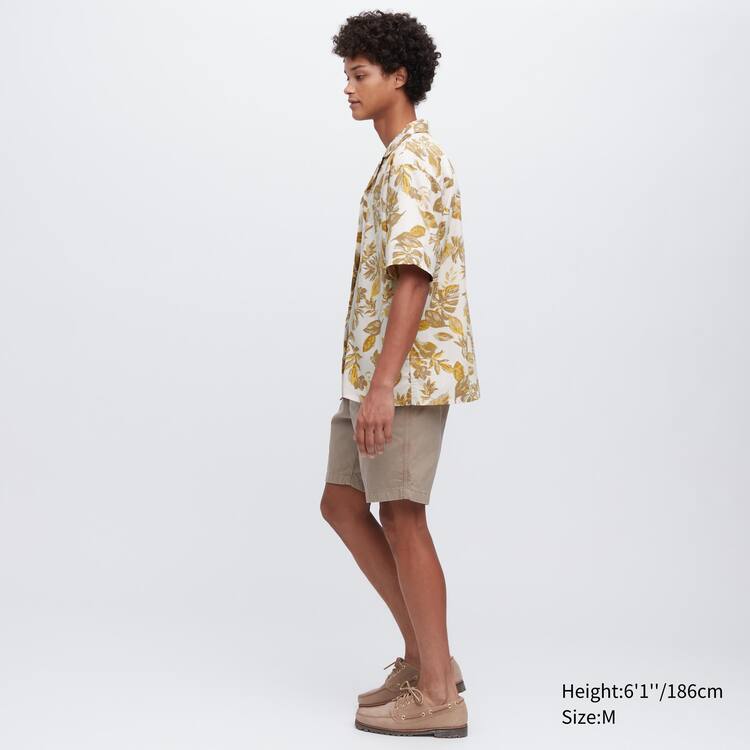 Uniqlo Bavlnene Blend Bežná Printed Kratke Sleeved (Open Collar) Kosele Panske Biele | HALFST-518