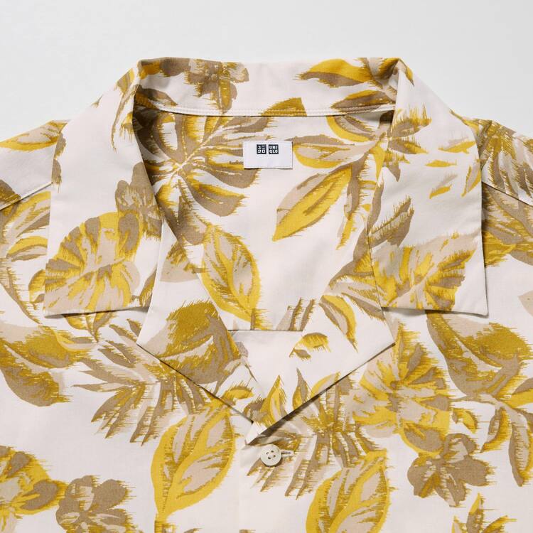 Uniqlo Bavlnene Blend Bežná Printed Kratke Sleeved (Open Collar) Kosele Panske Biele | HALFST-518