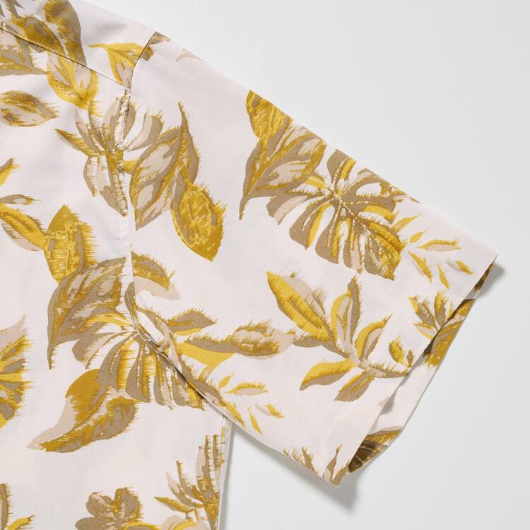 Uniqlo Bavlnene Blend Bežná Printed Kratke Sleeved (Open Collar) Kosele Panske Biele | HALFST-518
