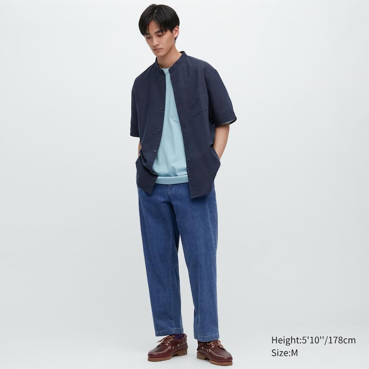 Uniqlo Bavlnene Denim Relaxed Fit Ankle Length Loungewear Panske Modre | ISBWJG-965