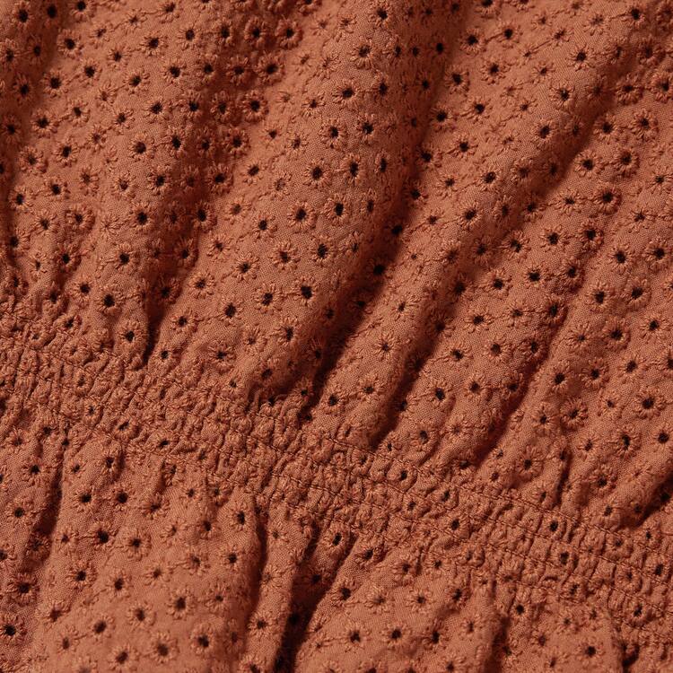 Uniqlo Bavlnene Embroidered Square Neck Kratke Sleeved Blúzky Damske Hnede | OGEHKX-307