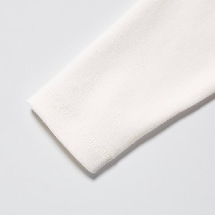 Uniqlo Bavlnene Gathered Crew Neck Long Sleeved Tricko Pre Babatka Biele | MVRZBC-368