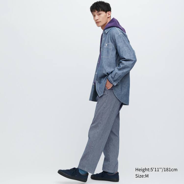 Uniqlo Bavlnene Hickory Relaxed Fit Ankle Length Nohavice Panske Modre | IHAZLX-769
