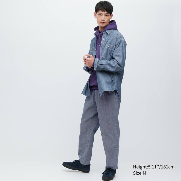 Uniqlo Bavlnene Hickory Relaxed Fit Ankle Length Nohavice Panske Modre | IHAZLX-769