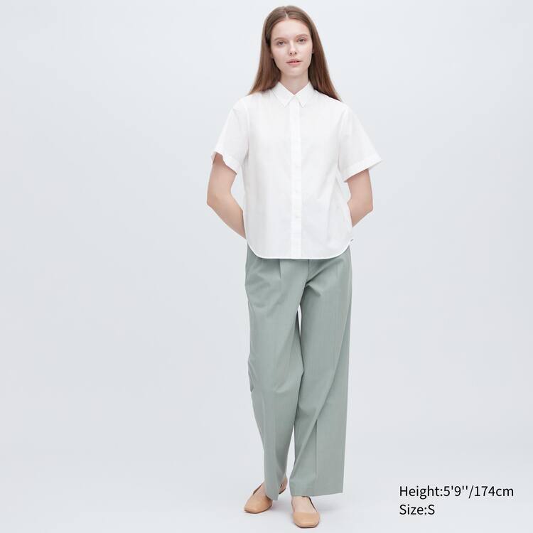 Uniqlo Bavlnene Kratke Sleeved Kosele Damske Biele | MRBYAW-652