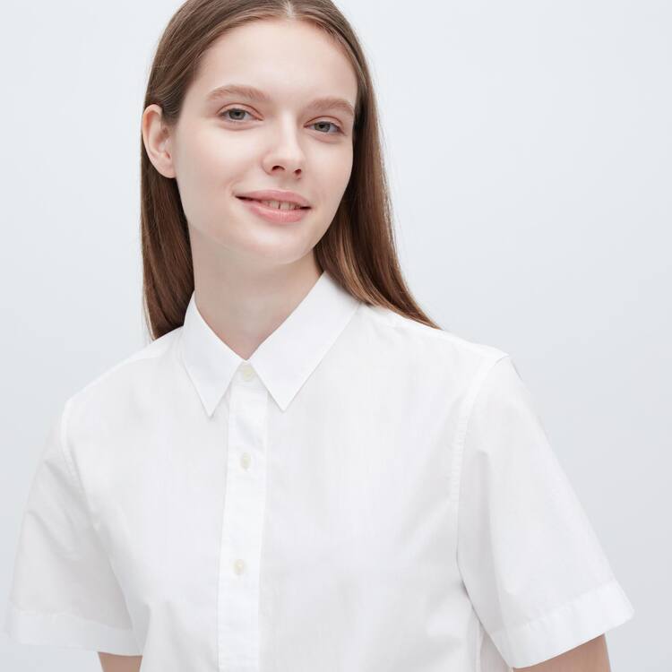 Uniqlo Bavlnene Kratke Sleeved Kosele Damske Biele | MRBYAW-652