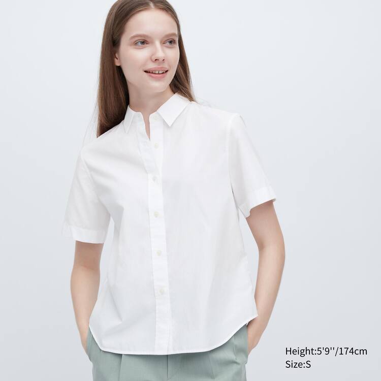 Uniqlo Bavlnene Kratke Sleeved Kosele Damske Biele | MRBYAW-652
