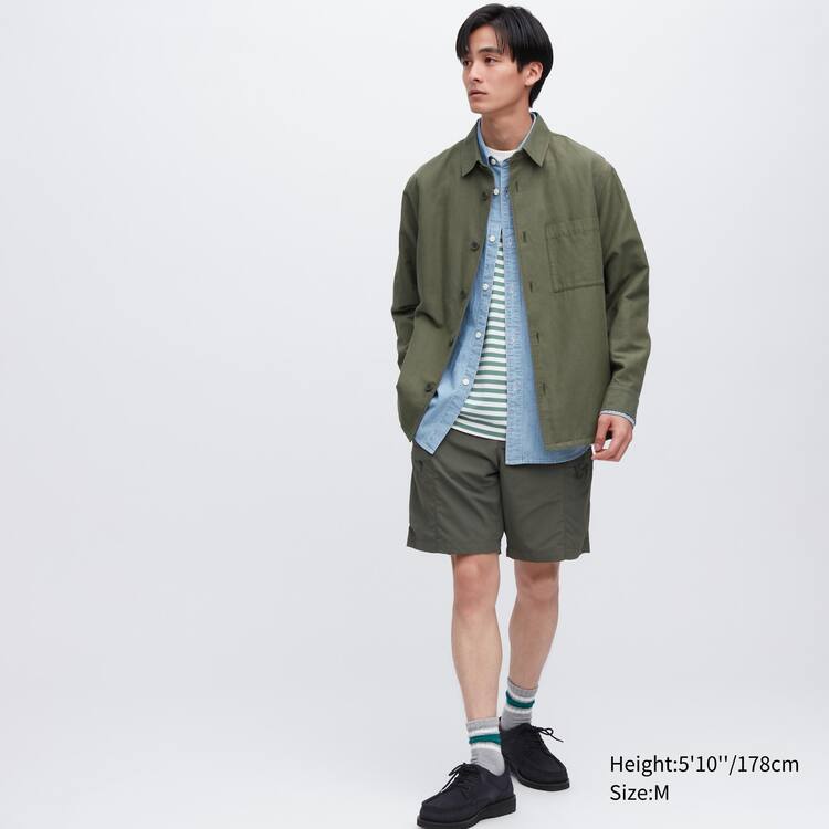 Uniqlo Bavlnene Linen Blend Overshirt Bundy Panske Olivovo Zelená | XZNFEK-897