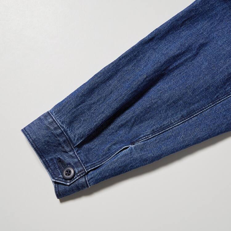Uniqlo Bavlnene Linen Blend Utility Bundy Panske Modre | PWBZTU-970