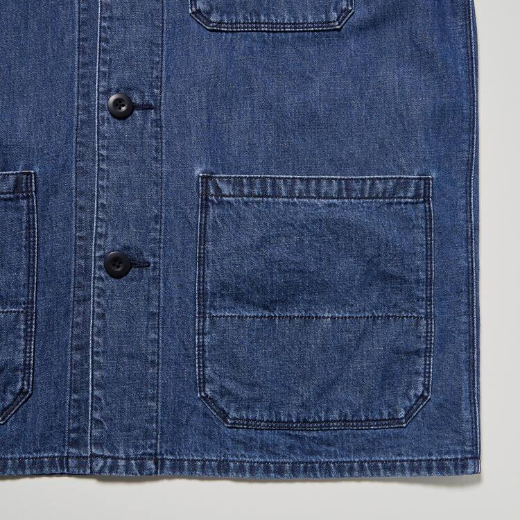 Uniqlo Bavlnene Linen Blend Utility Bundy Panske Modre | PWBZTU-970