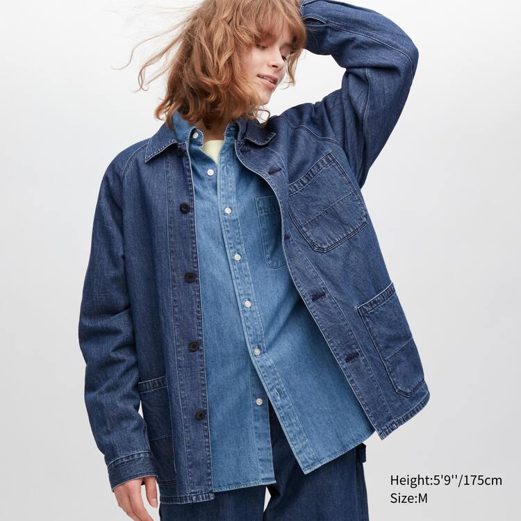 Uniqlo Bavlnene Linen Blend Utility Bundy Panske Modre | PWBZTU-970