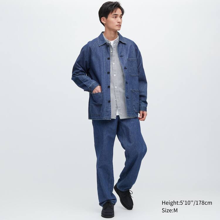 Uniqlo Bavlnene Linen Blend Utility Bundy Panske Modre | PWBZTU-970