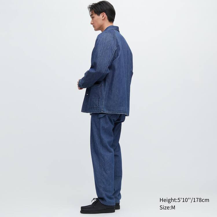 Uniqlo Bavlnene Linen Blend Utility Bundy Panske Modre | PWBZTU-970