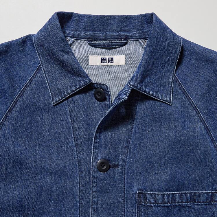 Uniqlo Bavlnene Linen Blend Utility Bundy Panske Modre | PWBZTU-970