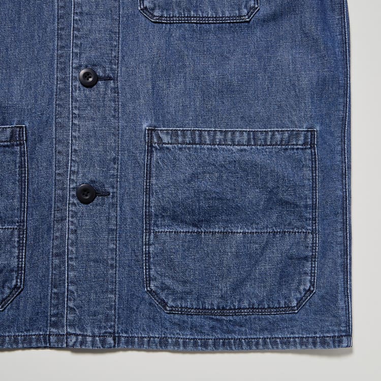 Uniqlo Bavlnene Linen Blend Utility Overshirt Panske Modre | CZBGIE-016