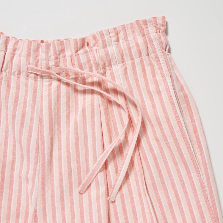 Uniqlo Bavlnene Linen Pruhované Sortky Damske Svetlo Oranžové | JGHKWT-529