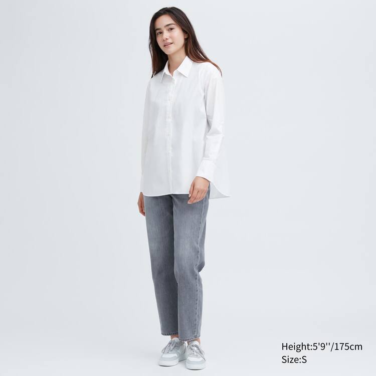 Uniqlo Bavlnene Long Sleeved Kosele Damske Biele | JUPNVT-239