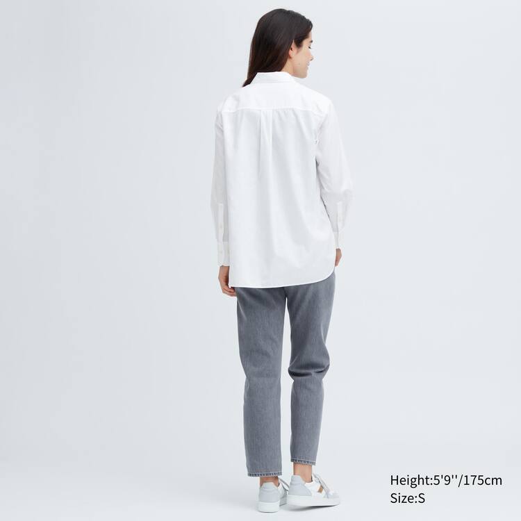 Uniqlo Bavlnene Long Sleeved Kosele Damske Biele | JUPNVT-239