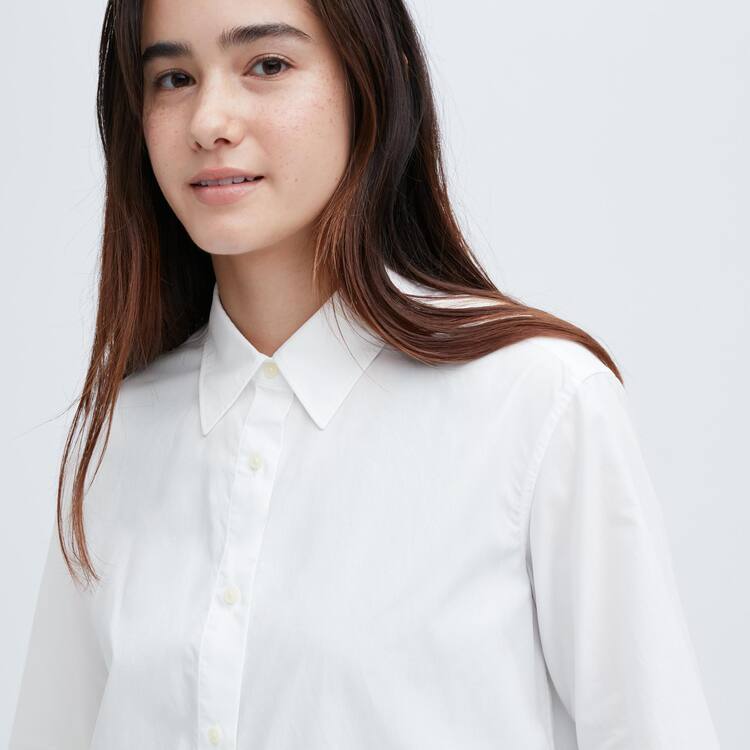 Uniqlo Bavlnene Long Sleeved Kosele Damske Biele | JUPNVT-239