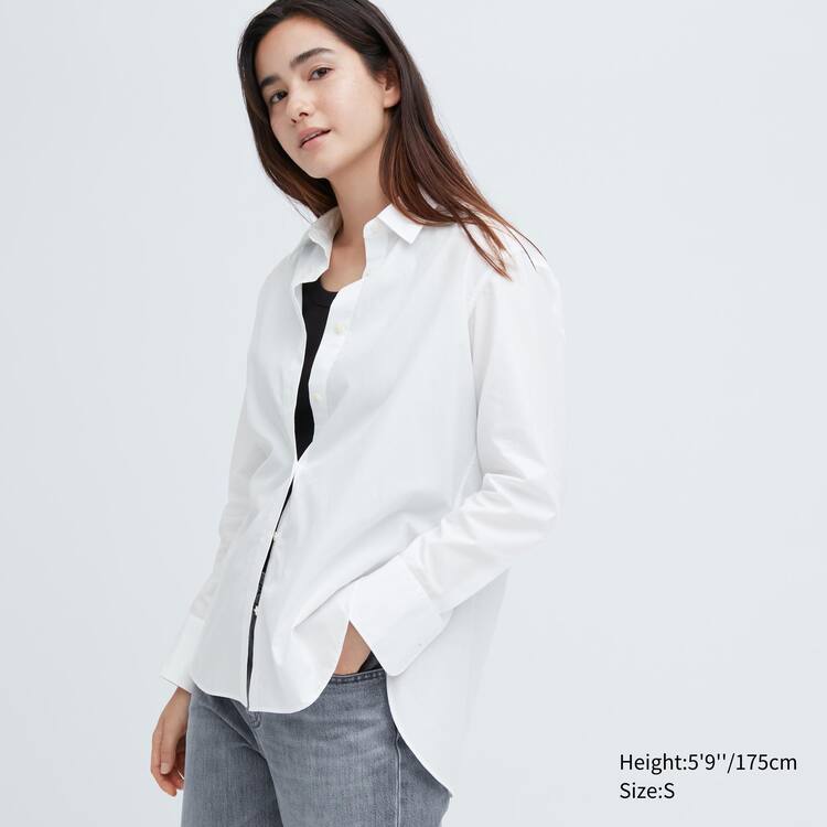 Uniqlo Bavlnene Long Sleeved Kosele Damske Biele | JUPNVT-239