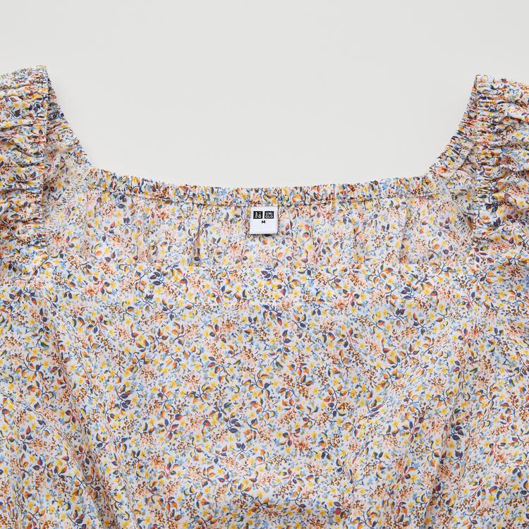 Uniqlo Bavlnene Printed Cropped Kratke Sleeved Blúzky Damske Biele | GQRMUX-640