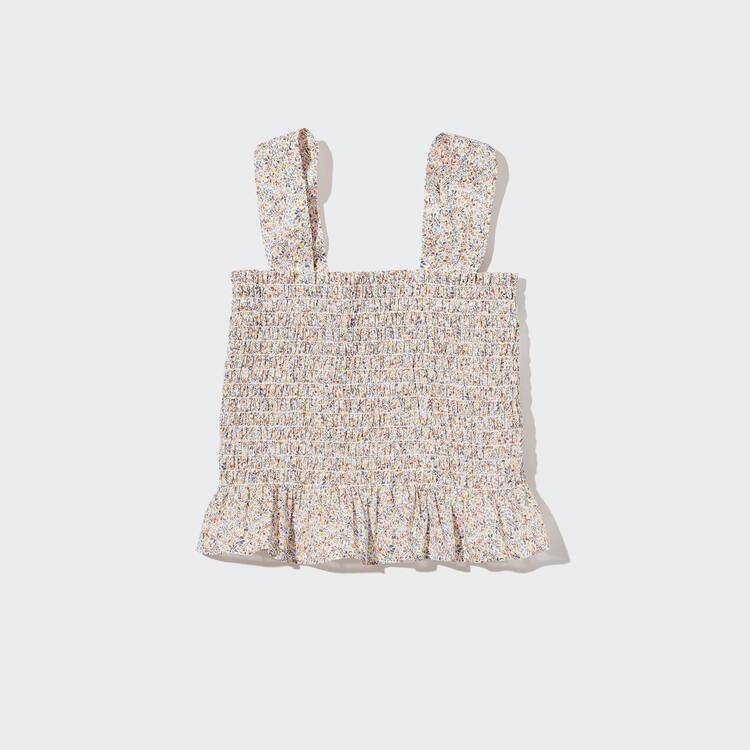Uniqlo Bavlnene Printed Gathered Bez Rukavov Blúzky Damske Biele | LXUMSF-025